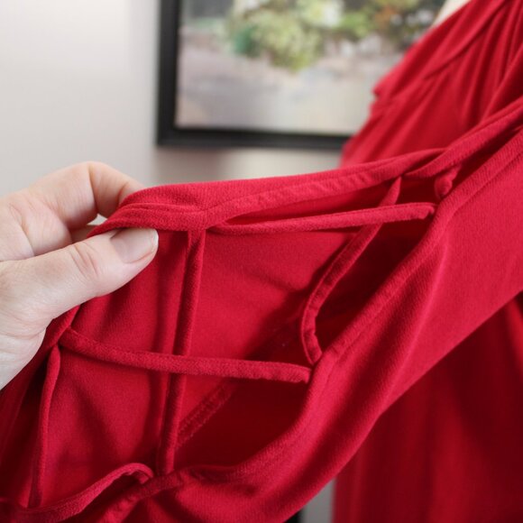 Bold Elements XXL Bright Red Cut-Out Arm Blouse Top Long Sleeve - Picture 8 of 11